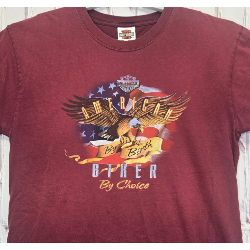 VTG 1995 Harley-Davidson Motorcycle T-Shirt Maroon Eagle Graphic Hale's OH Men L